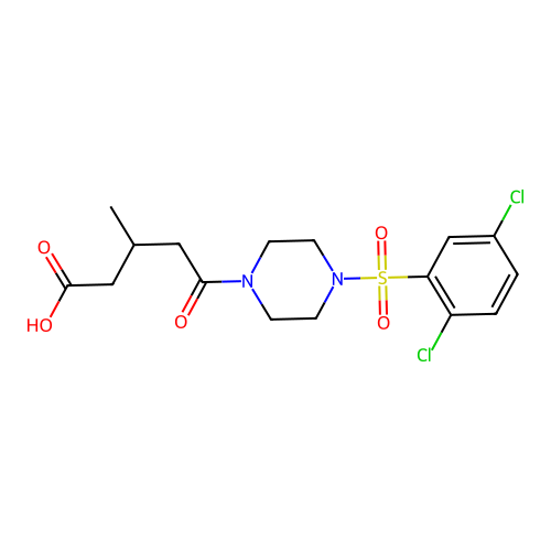 5-{4-[(2,5-Dichlorophenyl)sulfonyl]piperazinyl}-3-methyl-5-oxopentanoic acid structure