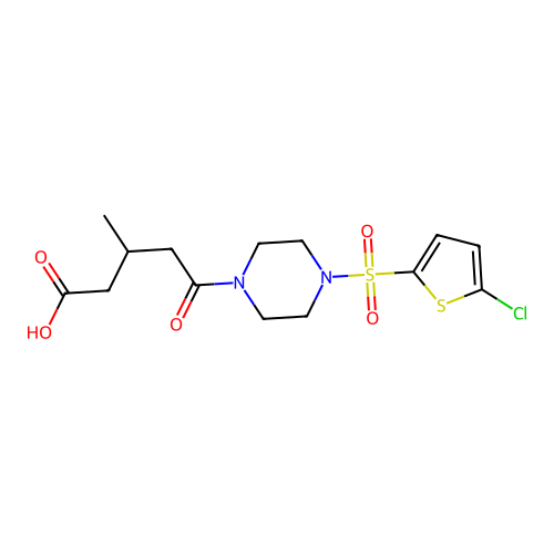 5-(4-((5-chlorothiophen-2-yl)sulfonyl)piperazin-1-yl)-3-methyl-5-oxopentanoic acid structure