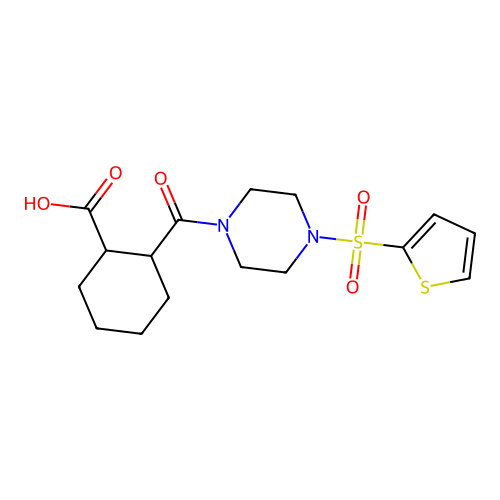 2-{[4-(Thiophen-2-ylsulfonyl)piperazin-1-yl]carbonyl}cyclohexanecarboxylic acid structure