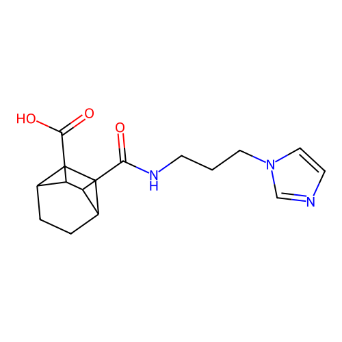 3-{[3-(1H-imidazol-1-yl)propyl]carbamoyl}bicyclo[2.2.2]octane-2-carboxylic acid structure