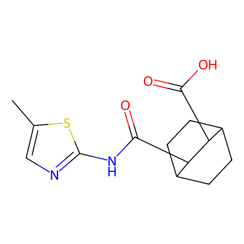 3-[(5-Methyl-1,3-thiazol-2-yl)carbamoyl]bicyclo[2.2.2]octane-2-carboxylic acid structure