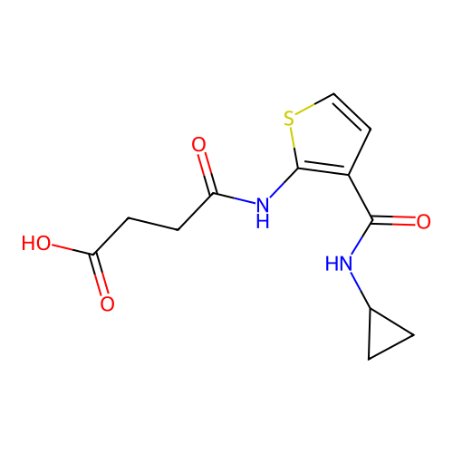 3-{N-[3-(N-cyclopropylcarbamoyl)-2-thienyl]carbamoyl}propanoic acid structure