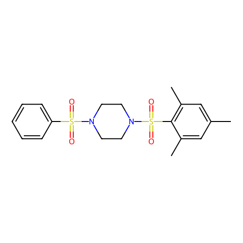 1-(Benzenesulfonyl)-4-(2,4,6-trimethylphenyl)sulfonylpiperazine structure