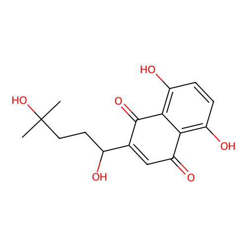 1,4-Naphthalenedione, 2-(1,4-dihydroxy-4-methylpentyl)-5,8-dihydroxy- structure