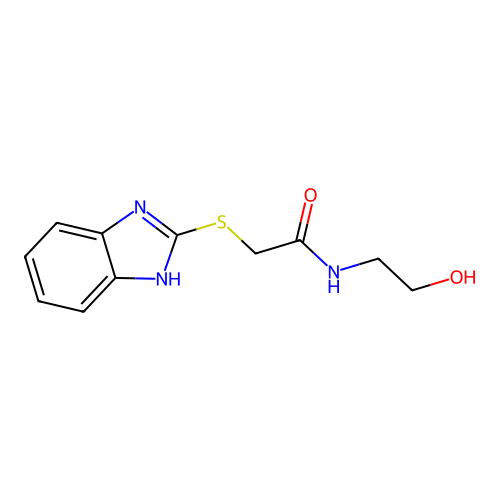 Acetamide, 2-(1H-benzimidazol-2-ylthio)-N-(2-hydroxyethyl)- structure