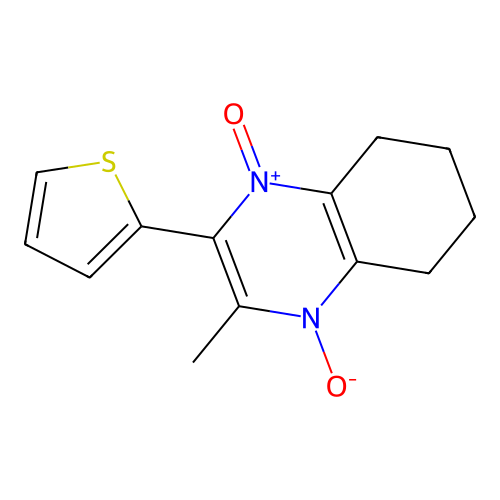 Quinoxaline, 5,6,7,8-tetrahydro-2-methyl-3-(2-thienyl)-, 1,4-dioxide structure