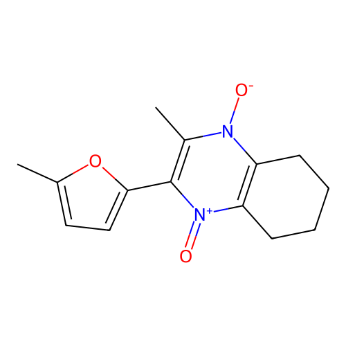2-Methyl-3-(5-methylfuran-2-yl)-5,6,7,8-tetrahydroquinoxaline 1,4-dioxide structure