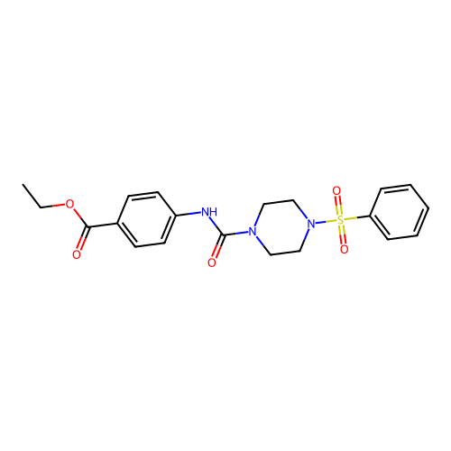 Ethyl 4-{[4-(phenylsulfonyl)piperazinyl]carbonylamino}benzoate structure