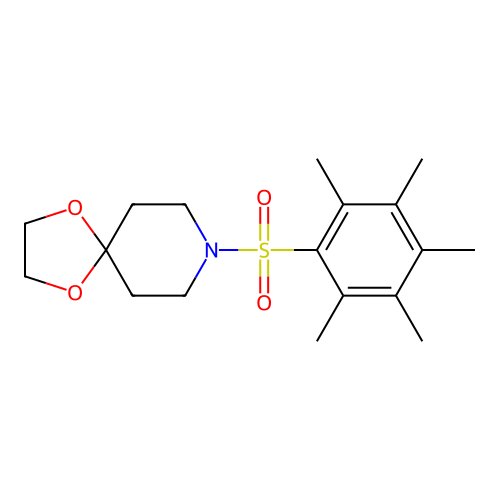 8-(2,3,4,5,6-Pentamethylphenyl)sulfonyl-1,4-dioxa-8-azaspiro[4.5]decane structure