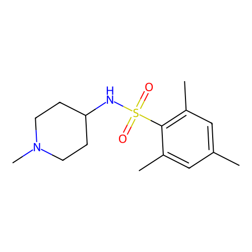 2,4,6-trimethyl-N-(1-methylpiperidin-4-yl)benzenesulfonamide structure