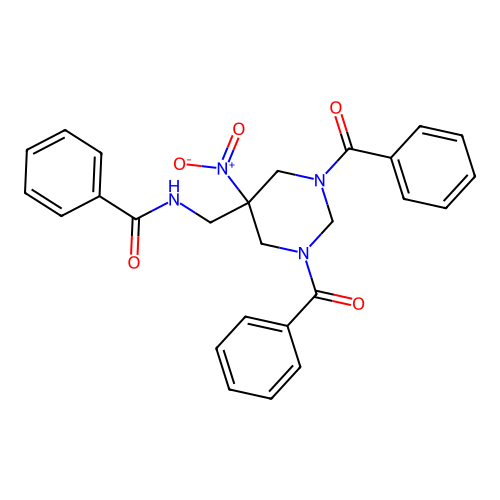 Benzamide, N-[(1,3-dibenzoylhexahydro-5-nitro-5-pyrimidinyl)methyl]- structure