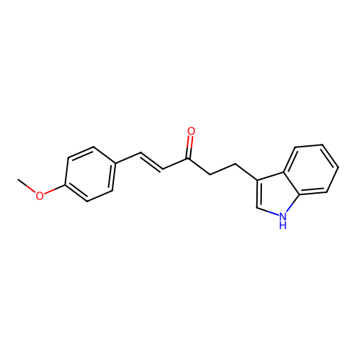 (E)-5-(1H-indol-3-yl)-1-(4-methoxyphenyl)pent-1-en-3-one structure