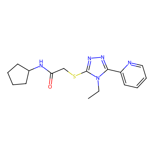 N-cyclopentyl-2-[(4-ethyl-5-pyridin-2-yl-1,2,4-triazol-3-yl)sulfanyl]acetamide structure