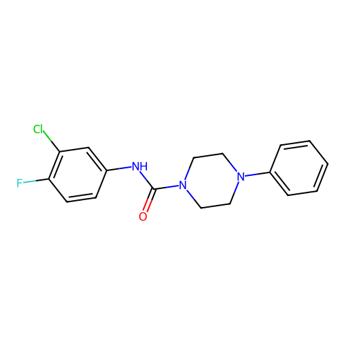 N-(3-chloro-4-fluorophenyl)-4-phenylpiperazine-1-carboxamide structure