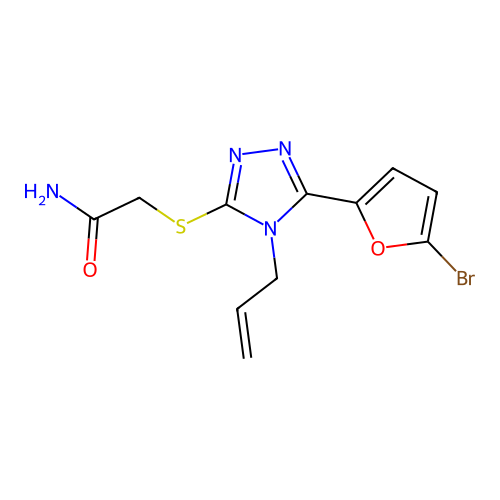 2-[[5-(5-Bromofuran-2-yl)-4-prop-2-enyl-1,2,4-triazol-3-yl]sulfanyl]acetamide structure