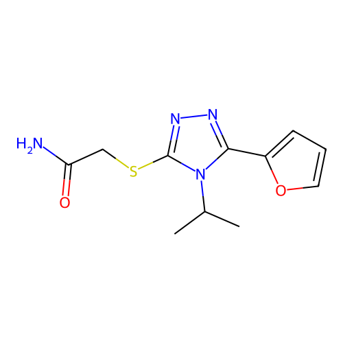2-[[5-(Furan-2-yl)-4-propan-2-yl-1,2,4-triazol-3-yl]sulfanyl]acetamide structure