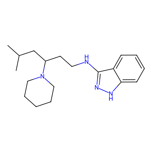 1H-Indazol-3-amine, N-(5-methyl-3-(1-piperidinyl)hexyl)- structure