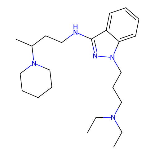 1H-Indazole-1-propanamine, N,N-diethyl-3-((3-(1-piperidinyl)butyl)amino)- structure