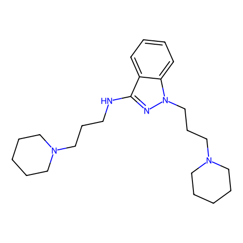 1H-Indazol-3-amine, N,1-bis(3-(1-piperidinyl)propyl)- structure
