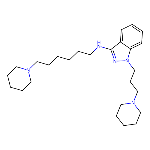 1H-Indazol-3-amine, N-(6-(1-piperidinyl)hexyl)-1-(3-(1-piperidinyl)propyl)- structure