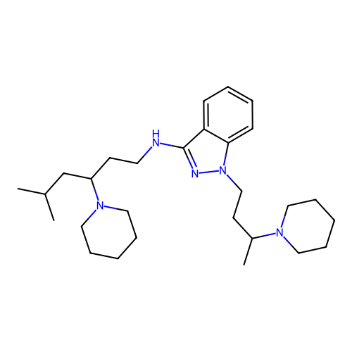 1-(3-Piperidinobutyl)-3-(5-methyl-3-piperidinohexylamino)indazole structure