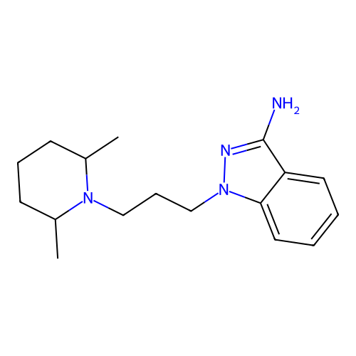 1H-Indazol-3-amine, 1-(3-(2,6-dimethyl-1-piperidinyl)propyl)- structure