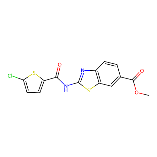 Methyl 2-(5-chlorothiophene-2-carboxamido)benzo[d]thiazole-6-carboxylate structure