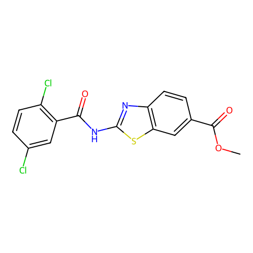 Methyl 2-(2,5-dichlorobenzamido)benzo[d]thiazole-6-carboxylate structure