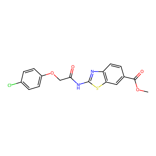 Methyl 2-(2-(4-chlorophenoxy)acetamido)benzo[d]thiazole-6-carboxylate structure