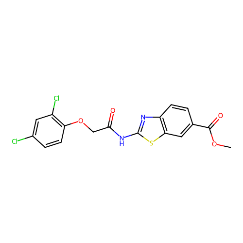Methyl 2-{[(2,4-dichlorophenoxy)acetyl]amino}-1,3-benzothiazole-6-carboxylate structure