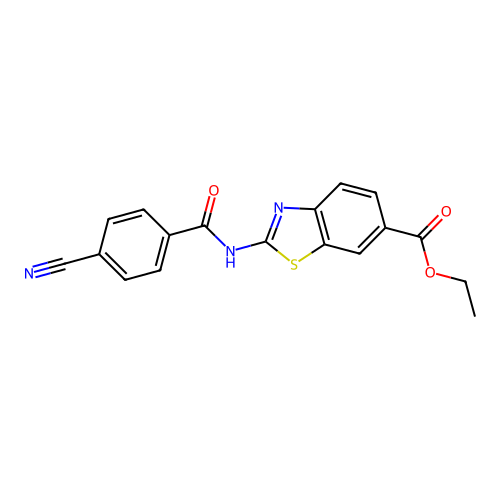 Ethyl 2-(4-cyanobenzamido)benzo[d]thiazole-6-carboxylate structure