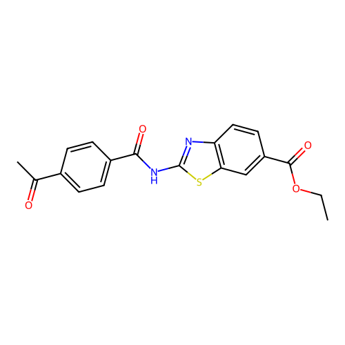 Ethyl 2-(4-acetylbenzamido)benzo[d]thiazole-6-carboxylate structure