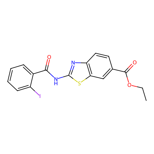 Ethyl 2-(2-iodobenzamido)benzo[d]thiazole-6-carboxylate structure