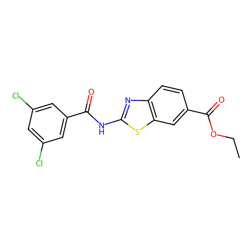 Ethyl 2-(3,5-dichlorobenzamido)benzo[d]thiazole-6-carboxylate structure