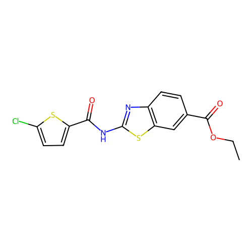 Ethyl 2-(5-chlorothiophene-2-carboxamido)benzo[d]thiazole-6-carboxylate structure