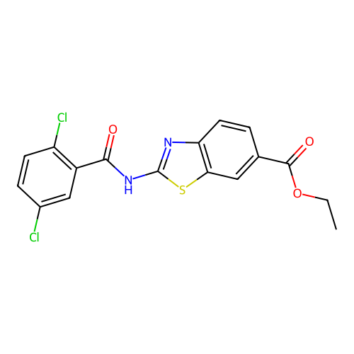 Ethyl 2-(2,5-dichlorobenzamido)benzo[d]thiazole-6-carboxylate structure