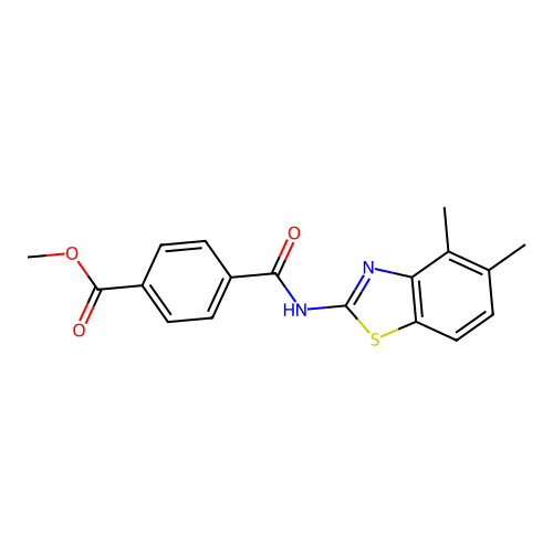 Methyl 4-[(4,5-dimethyl-1,3-benzothiazol-2-yl)carbamoyl]benzoate structure