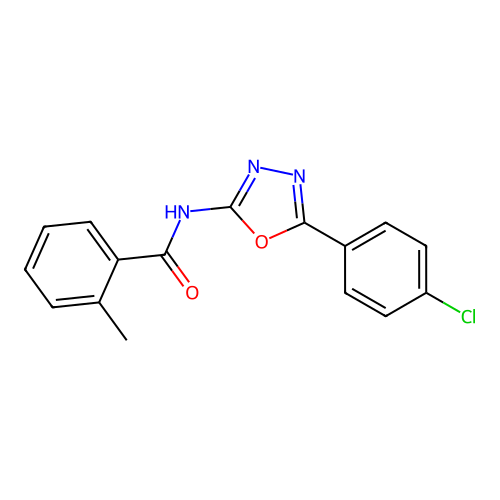 N-(5-(4-chlorophenyl)-1,3,4-oxadiazol-2-yl)-2-methylbenzamide structure