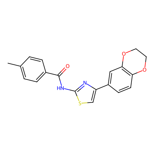 N-[4-(2,3-dihydro-1,4-benzodioxin-6-yl)-1,3-thiazol-2-yl]-4-methylbenzamide structure