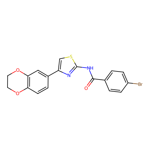 4-bromo-N-[4-(2,3-dihydro-1,4-benzodioxin-6-yl)-1,3-thiazol-2-yl]benzamide structure