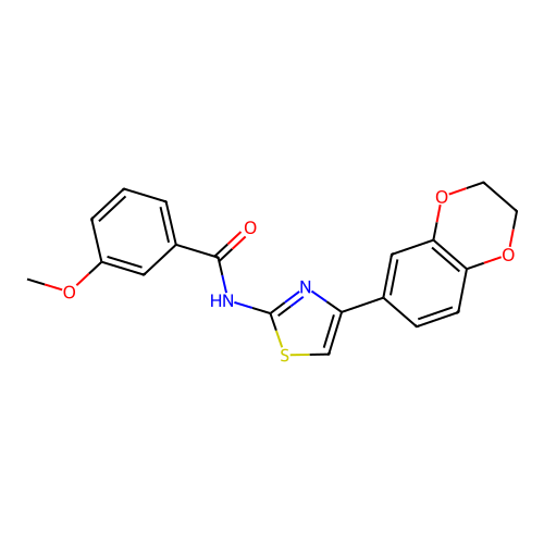 N-[4-(2,3-dihydro-1,4-benzodioxin-6-yl)-1,3-thiazol-2-yl]-3-methoxybenzamide structure