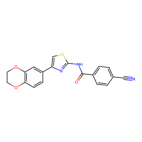 4-cyano-N-[4-(2,3-dihydro-1,4-benzodioxin-6-yl)-1,3-thiazol-2-yl]benzamide structure