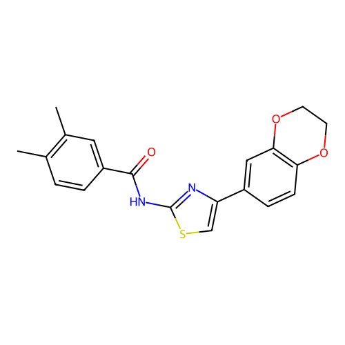 N-[4-(2,3-dihydro-1,4-benzodioxin-6-yl)-1,3-thiazol-2-yl]-3,4-dimethylbenzamide structure