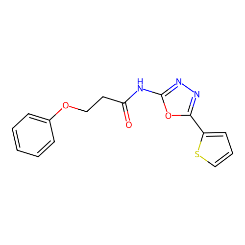3-phenoxy-N-(5-(thiophen-2-yl)-1,3,4-oxadiazol-2-yl)propanamide structure