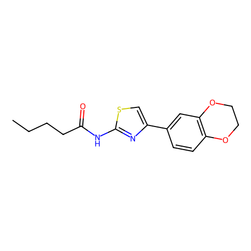N-[4-(2,3-dihydro-1,4-benzodioxin-6-yl)-1,3-thiazol-2-yl]pentanamide structure