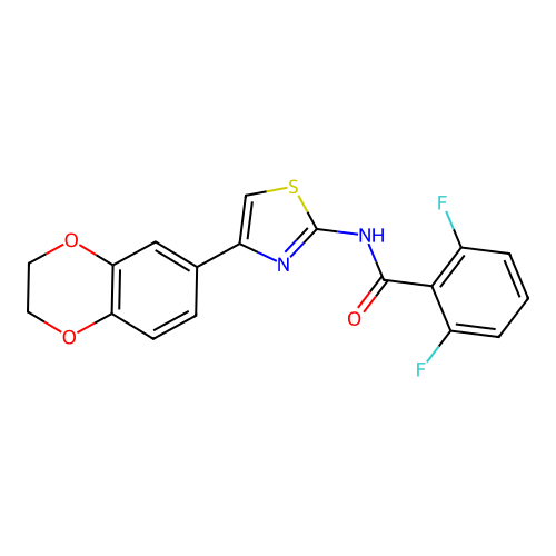 N-[4-(2,3-dihydro-1,4-benzodioxin-6-yl)-1,3-thiazol-2-yl]-2,6-difluorobenzamide structure