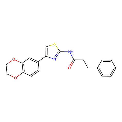N-[4-(2,3-dihydro-1,4-benzodioxin-6-yl)-1,3-thiazol-2-yl]-3-phenylpropanamide structure