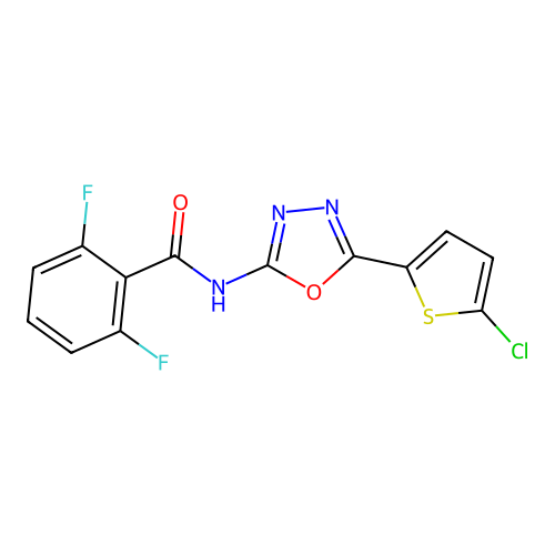 N-[5-(5-chlorothiophen-2-yl)-1,3,4-oxadiazol-2-yl]-2,6-difluorobenzamide structure