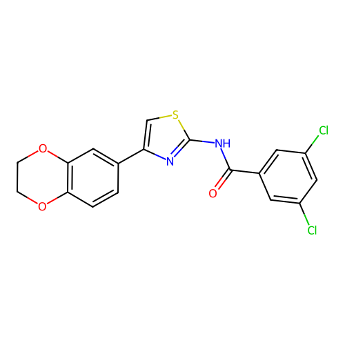 3,5-dichloro-N-[4-(2,3-dihydro-1,4-benzodioxin-6-yl)-1,3-thiazol-2-yl]benzamide structure