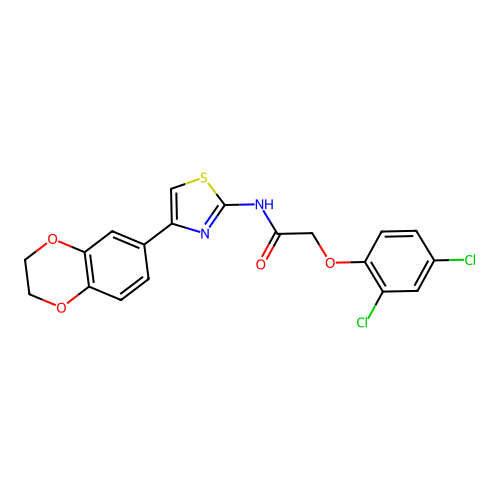 2-(2,4-dichlorophenoxy)-N-[4-(2,3-dihydro-1,4-benzodioxin-6-yl)-1,3-thiazol-2-yl]acetamide structure